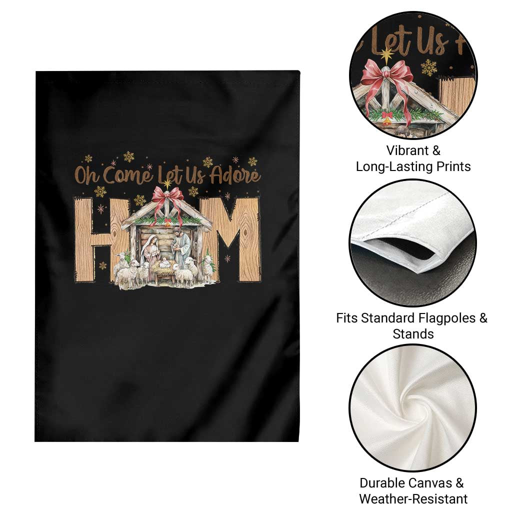 Oh Come Let Us Adore Him Garden Flag Christian Christmas Nativity Scene TS11 Print Your Wear