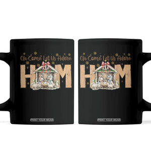Oh Come Let Us Adore Him Coffee Mug Christian Christmas Nativity Scene TS11 Black Print Your Wear