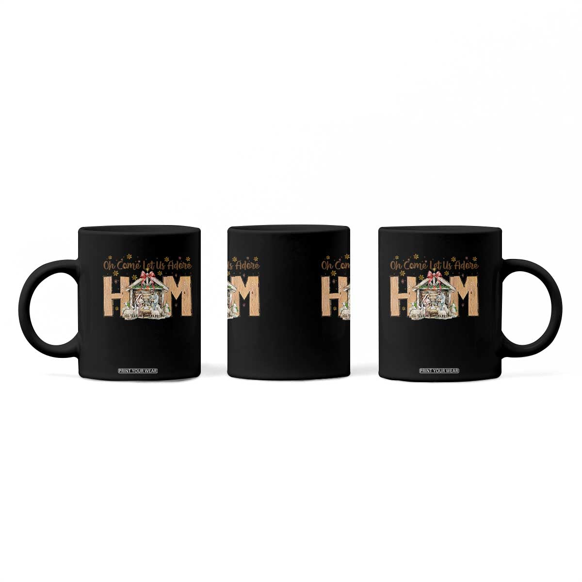 Oh Come Let Us Adore Him Coffee Mug Christian Christmas Nativity Scene TS11 Print Your Wear
