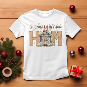 Oh Come Let Us Adore Him T Shirt Christian Christmas Nativity Scene TS11 White Print Your Wear