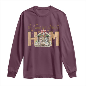 Oh Come Let Us Adore Him Long Sleeve Shirt Christian Christmas Nativity Scene TS11 Maroon Print Your Wear