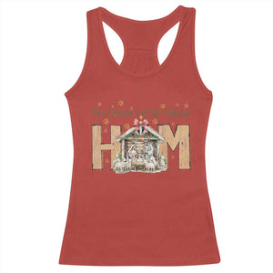 Oh Come Let Us Adore Him Racerback Tank Top Christian Christmas Nativity Scene TS11 Red Print Your Wear