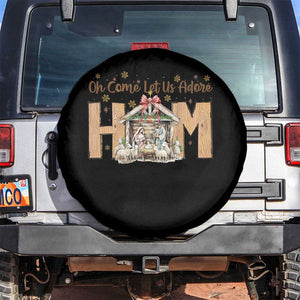Oh Come Let Us Adore Him Spare Tire Cover Christian Christmas Nativity Scene TS11 No hole Black Print Your Wear