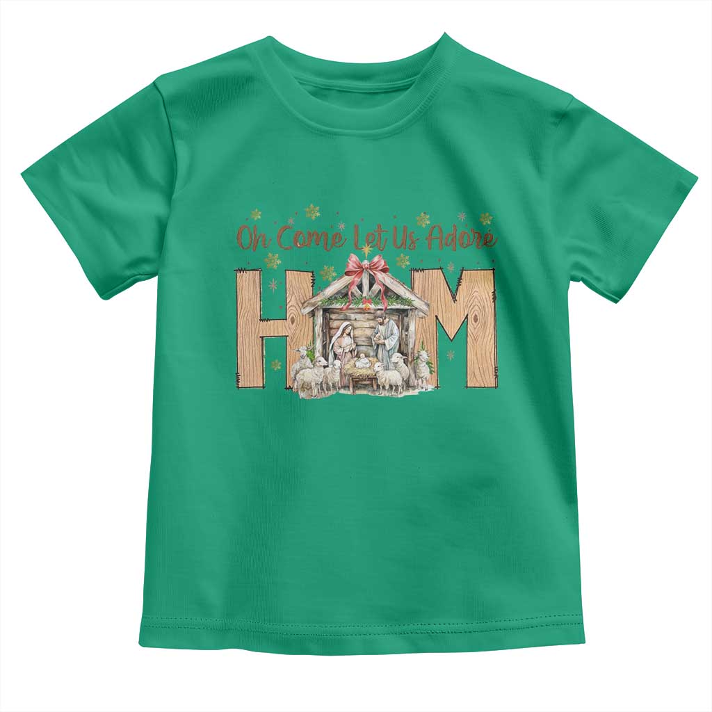 Oh Come Let Us Adore Him Toddler T Shirt Christian Christmas Nativity Scene TS11 Irish Green Print Your Wear