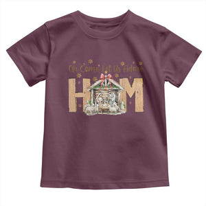 Oh Come Let Us Adore Him Toddler T Shirt Christian Christmas Nativity Scene TS11 Maroon Print Your Wear