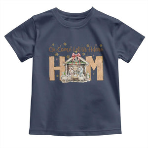 Oh Come Let Us Adore Him Toddler T Shirt Christian Christmas Nativity Scene TS11 Navy Print Your Wear