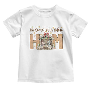 Oh Come Let Us Adore Him Toddler T Shirt Christian Christmas Nativity Scene TS11 White Print Your Wear