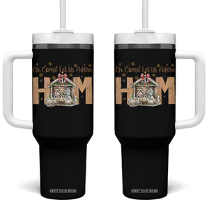 Oh Come Let Us Adore Him Tumbler With Handle Christian Christmas Nativity Scene TS11 One Size: 40 oz Black Print Your Wear