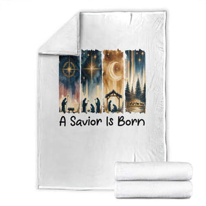 Christian Christmas Throw Blanket A Savior Is Born Jesus Nativity Scene TS11 White Print Your Wear