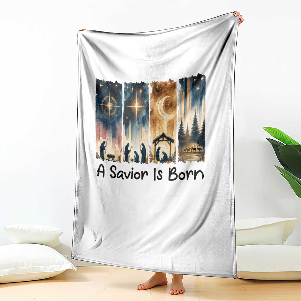 Christian Christmas Throw Blanket A Savior Is Born Jesus Nativity Scene TS11 Print Your Wear
