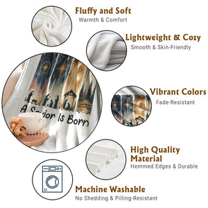 Christian Christmas Throw Blanket A Savior Is Born Jesus Nativity Scene TS11 Print Your Wear