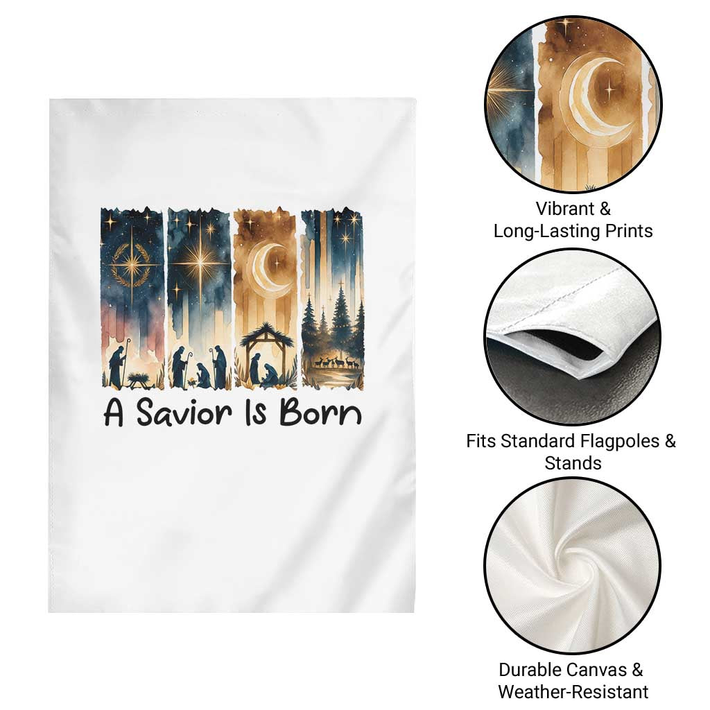 Christian Christmas Garden Flag A Savior Is Born Jesus Nativity Scene TS11 Print Your Wear