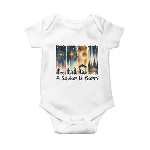 Christian Christmas Baby Onesie A Savior Is Born Jesus Nativity Scene TS11 White Print Your Wear