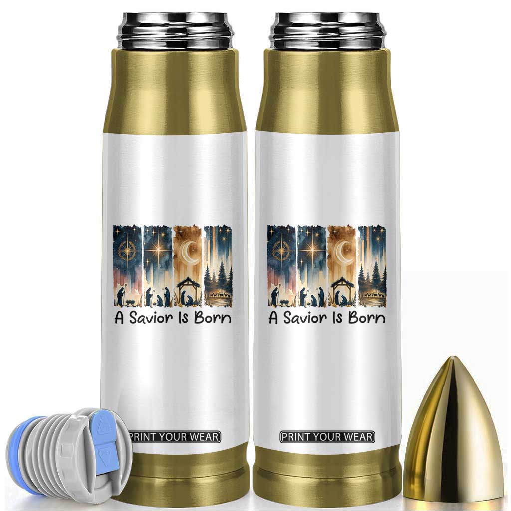 Christian Christmas Bullet Tumbler A Savior Is Born Jesus Nativity Scene TS11 White Print Your Wear