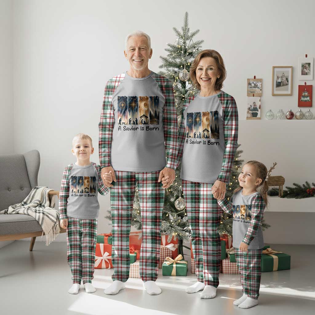 Christian Christmas Plaid Pajama Set A Savior Is Born Jesus Nativity Scene TS11 Christmas Plaid Print Your Wear