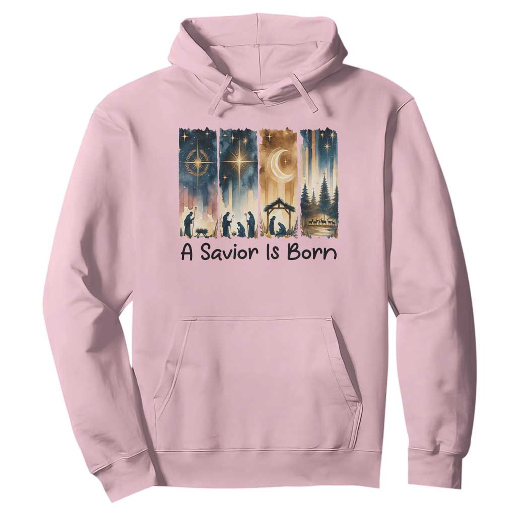 Christian Christmas Hoodie A Savior Is Born Jesus Nativity Scene TS11 Light Pink Print Your Wear
