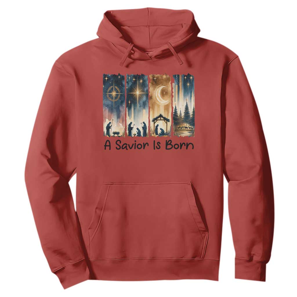 Christian Christmas Hoodie A Savior Is Born Jesus Nativity Scene TS11 Red Print Your Wear