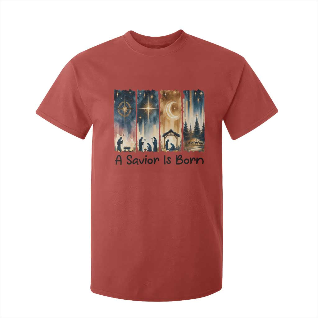 Christian Christmas T Shirt For Kid A Savior Is Born Jesus Nativity Scene TS11 Red Print Your Wear