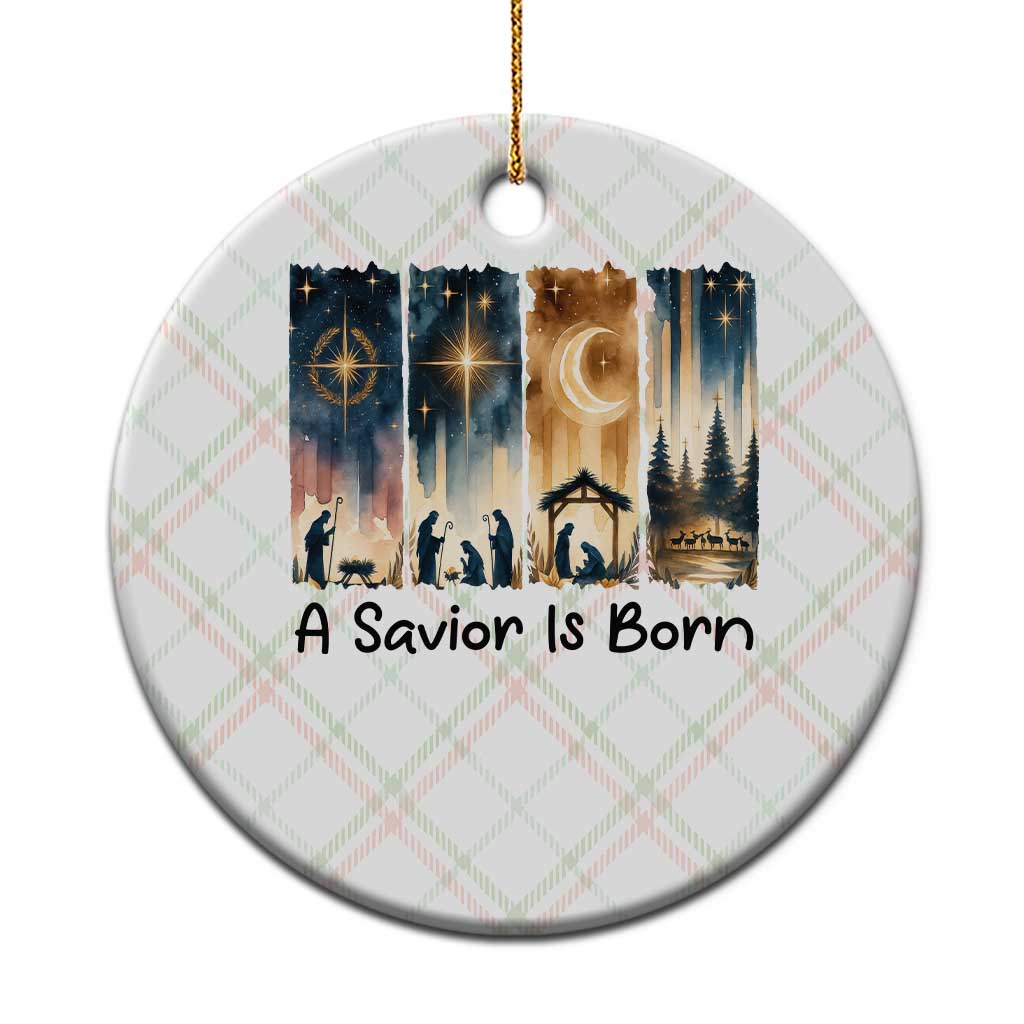 Christian Xmas Ceramic Ornament A Savior Is Born Jesus Nativity Scene TS11 1pc Christmas Plaid Print Your Wear