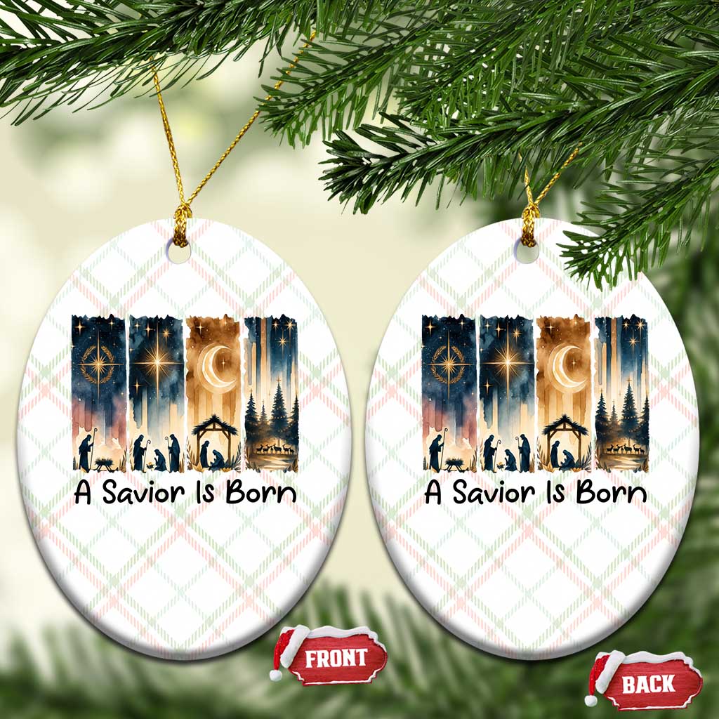 Christian Xmas Ceramic Ornament A Savior Is Born Jesus Nativity Scene TS11 Print Your Wear