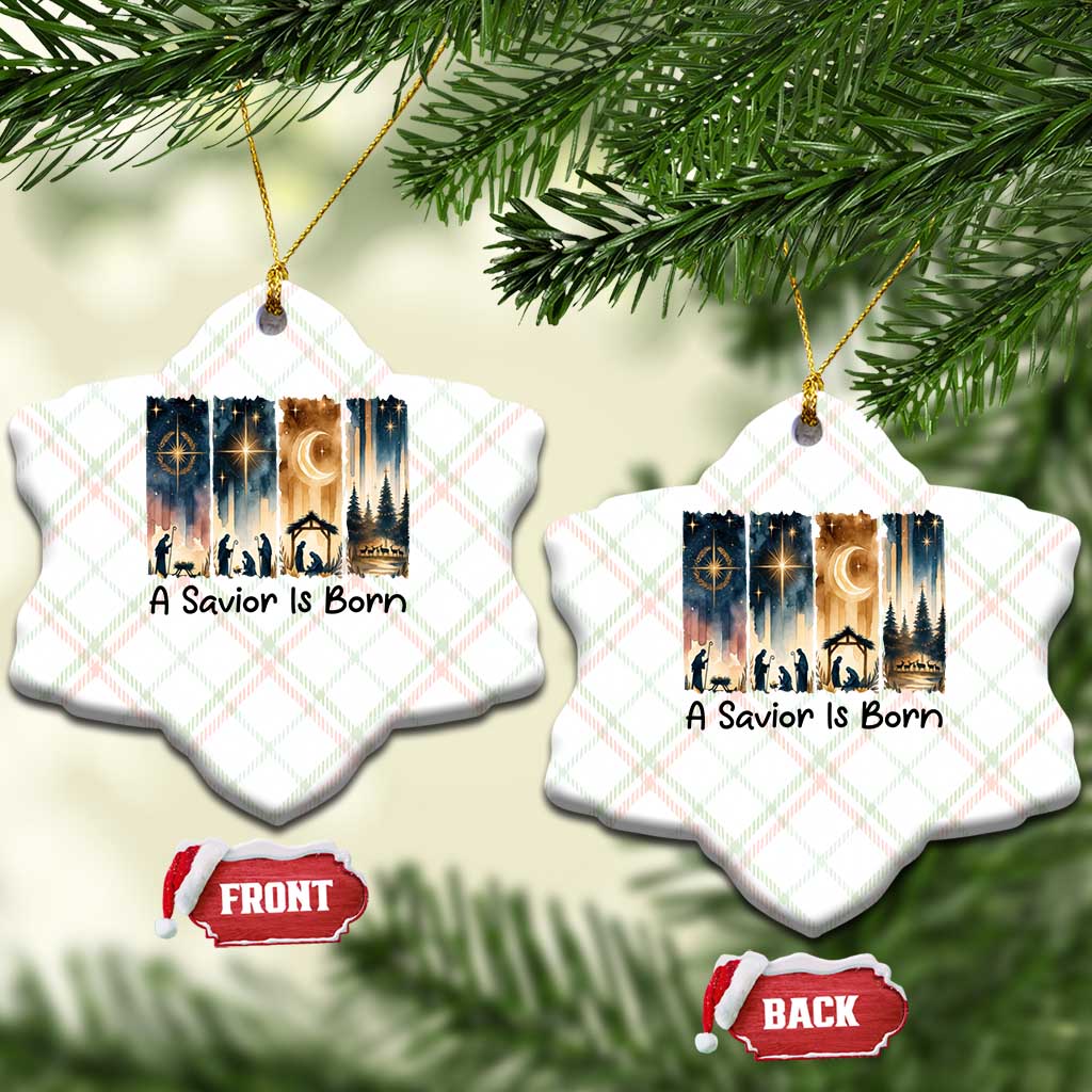 Christian Xmas Ceramic Ornament A Savior Is Born Jesus Nativity Scene TS11 Print Your Wear
