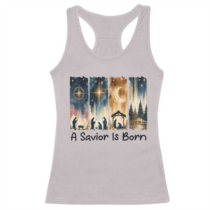 Christian Christmas Racerback Tank Top A Savior Is Born Jesus Nativity Scene TS11 Ice Gray Print Your Wear