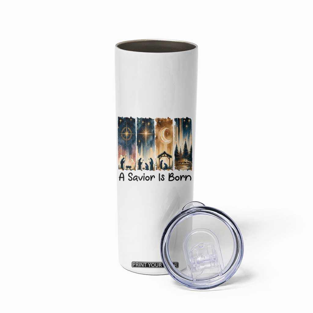 Christian Christmas Skinny Tumbler A Savior Is Born Jesus Nativity Scene TS11 Print Your Wear