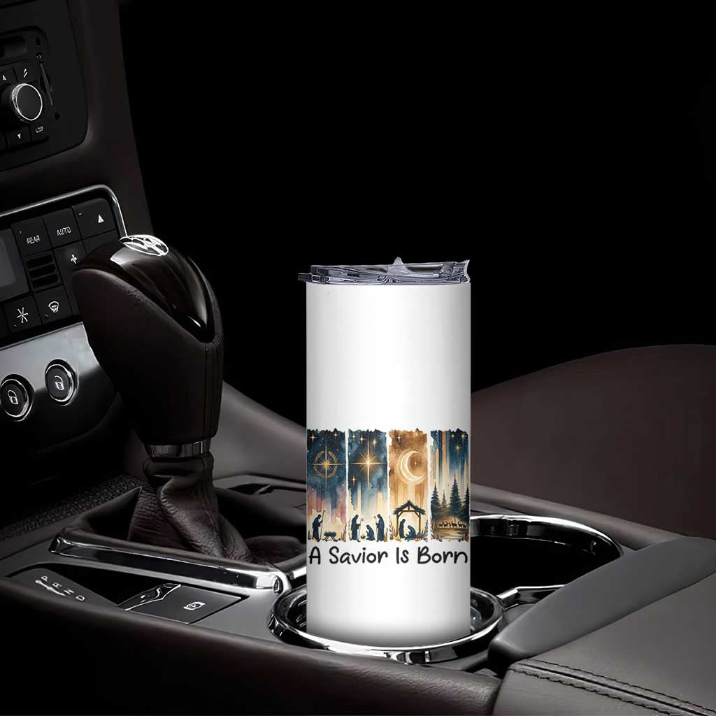 Christian Christmas Skinny Tumbler A Savior Is Born Jesus Nativity Scene TS11 Print Your Wear