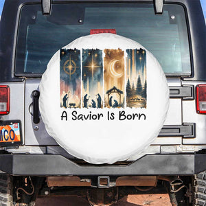 Christian Christmas Spare Tire Cover A Savior Is Born Jesus Nativity Scene TS11 No hole White Print Your Wear