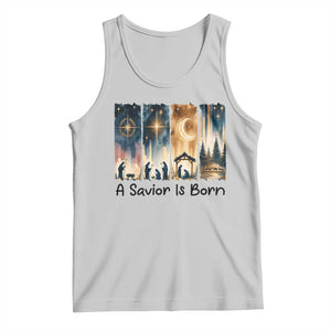 Christian Christmas Tank Top A Savior Is Born Jesus Nativity Scene TS11 Ash Print Your Wear