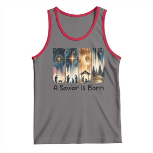 Christian Christmas Tank Top A Savior Is Born Jesus Nativity Scene TS11 Deep Heather Red Print Your Wear