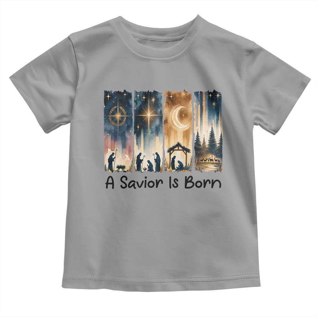 Christian Christmas Toddler T Shirt A Savior Is Born Jesus Nativity Scene TS11 Sport Gray Print Your Wear
