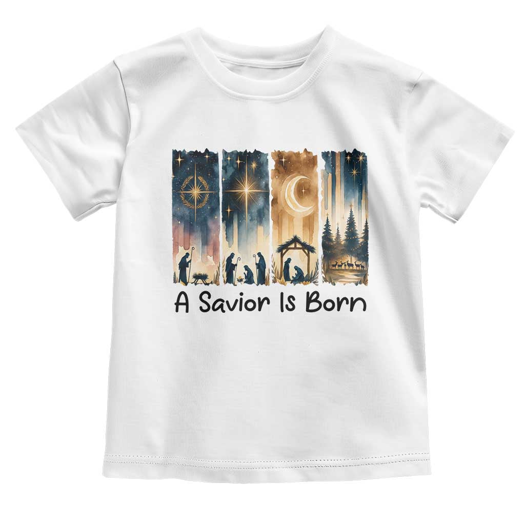 Christian Christmas Toddler T Shirt A Savior Is Born Jesus Nativity Scene TS11 White Print Your Wear
