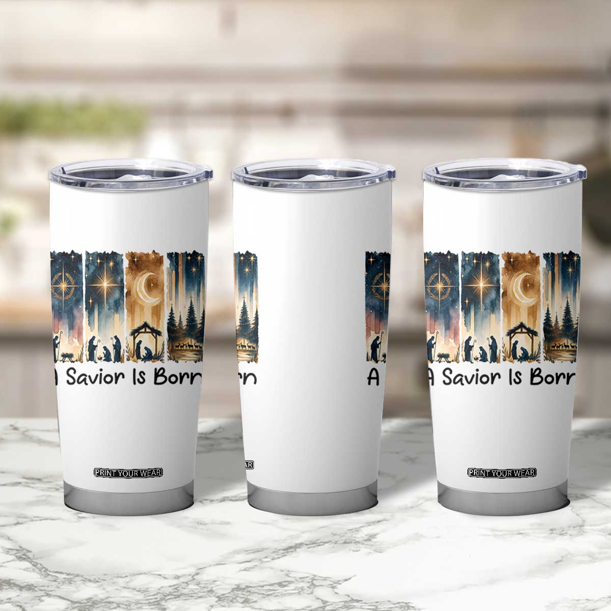 Christian Christmas Tumbler Cup A Savior Is Born Jesus Nativity Scene TS11 Print Your Wear