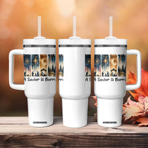 Christian Christmas Tumbler With Handle A Savior Is Born Jesus Nativity Scene TS11 Print Your Wear