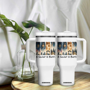 Christian Christmas Tumbler With Handle A Savior Is Born Jesus Nativity Scene TS11 Print Your Wear