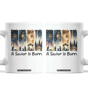 Christian Christmas Coffee Mug A Savior Is Born Jesus Nativity Scene TS11 White Print Your Wear