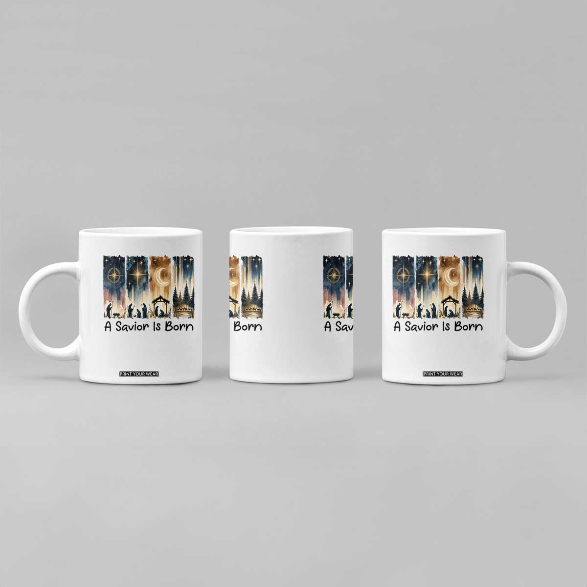 Christian Christmas Coffee Mug A Savior Is Born Jesus Nativity Scene TS11 Print Your Wear