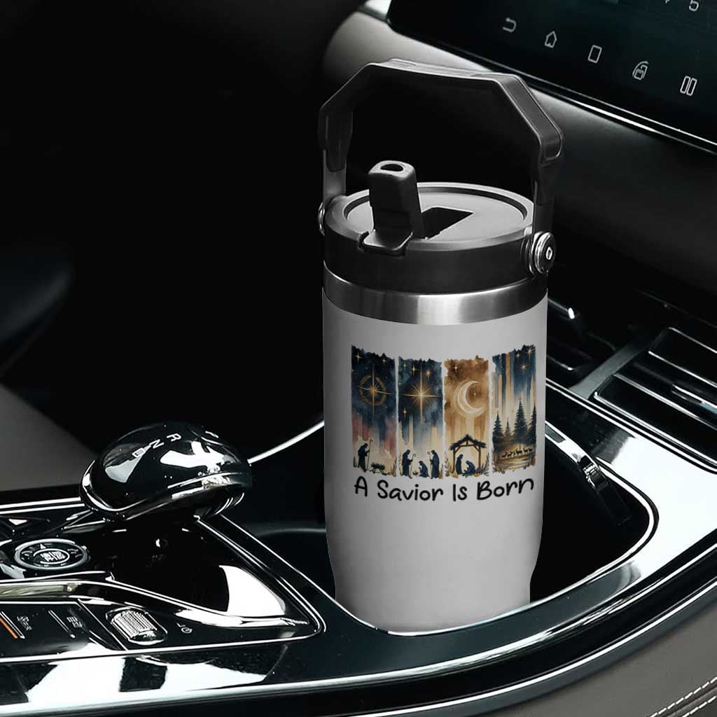 Christian Christmas Flip Straw Tumbler A Savior Is Born Jesus Nativity Scene TS11 Print Your Wear
