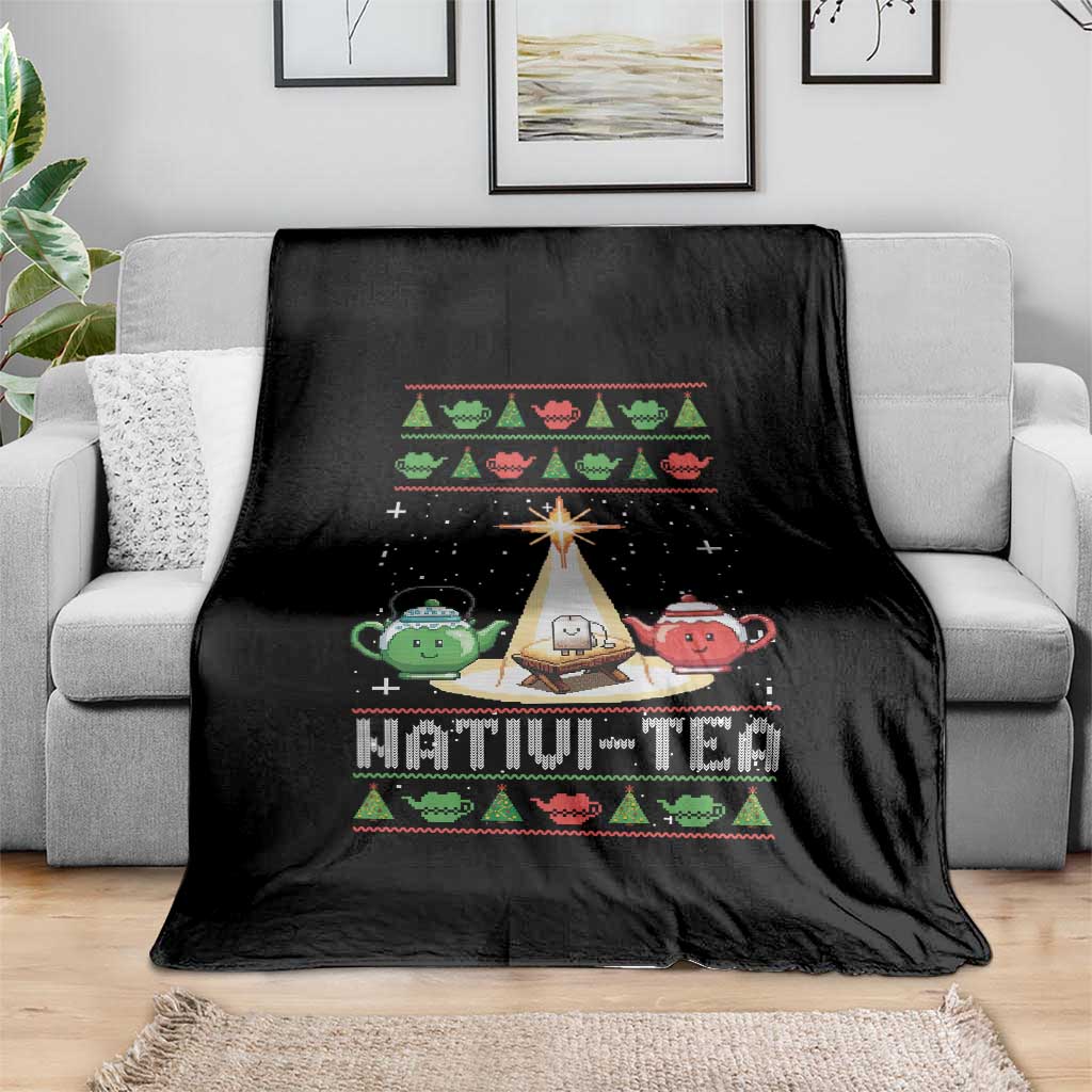 Funny Christmas Tea Lover Throw Blanket Nativi Tea Nativity Scene Christian Xmas TS11 Print Your Wear