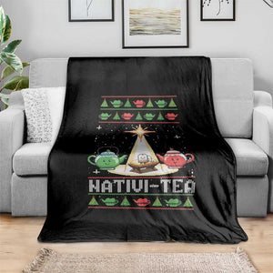 Funny Christmas Tea Lover Throw Blanket Nativi Tea Nativity Scene Christian Xmas TS11 Print Your Wear