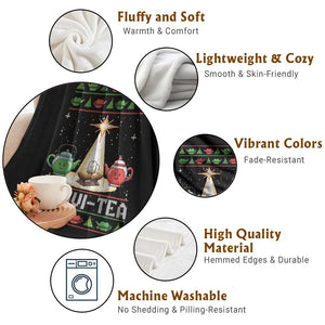 Funny Christmas Tea Lover Throw Blanket Nativi Tea Nativity Scene Christian Xmas TS11 Print Your Wear