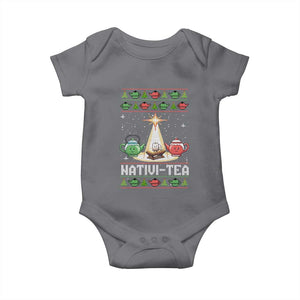 Funny Christmas Tea Lover Baby Onesie Nativi Tea Nativity Scene Christian Xmas TS11 Charcoal Print Your Wear