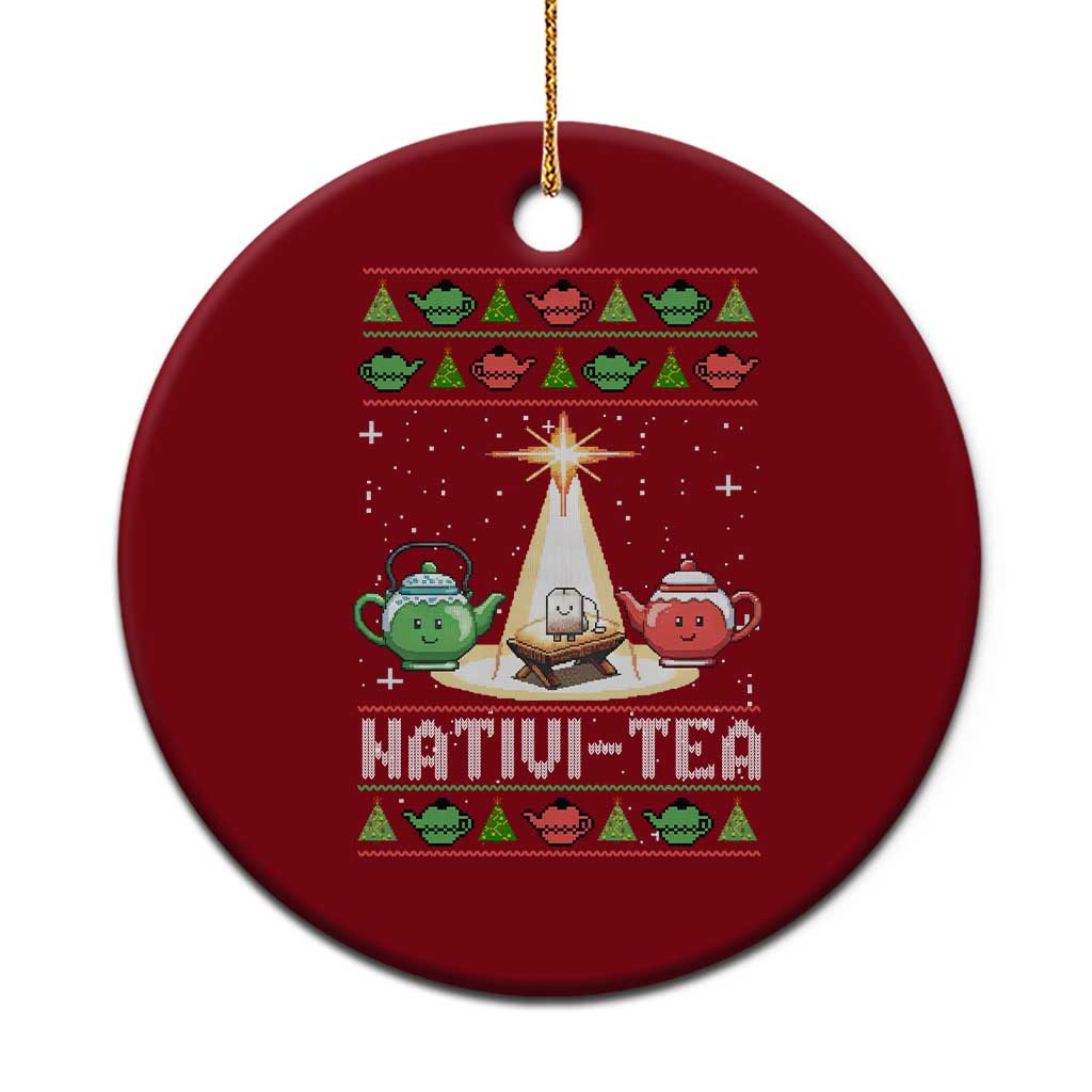 Funny Christmas Tea Lover Ceramic Ornament Nativi Tea Nativity Scene Christian Xmas TS11 1pc Red Print Your Wear
