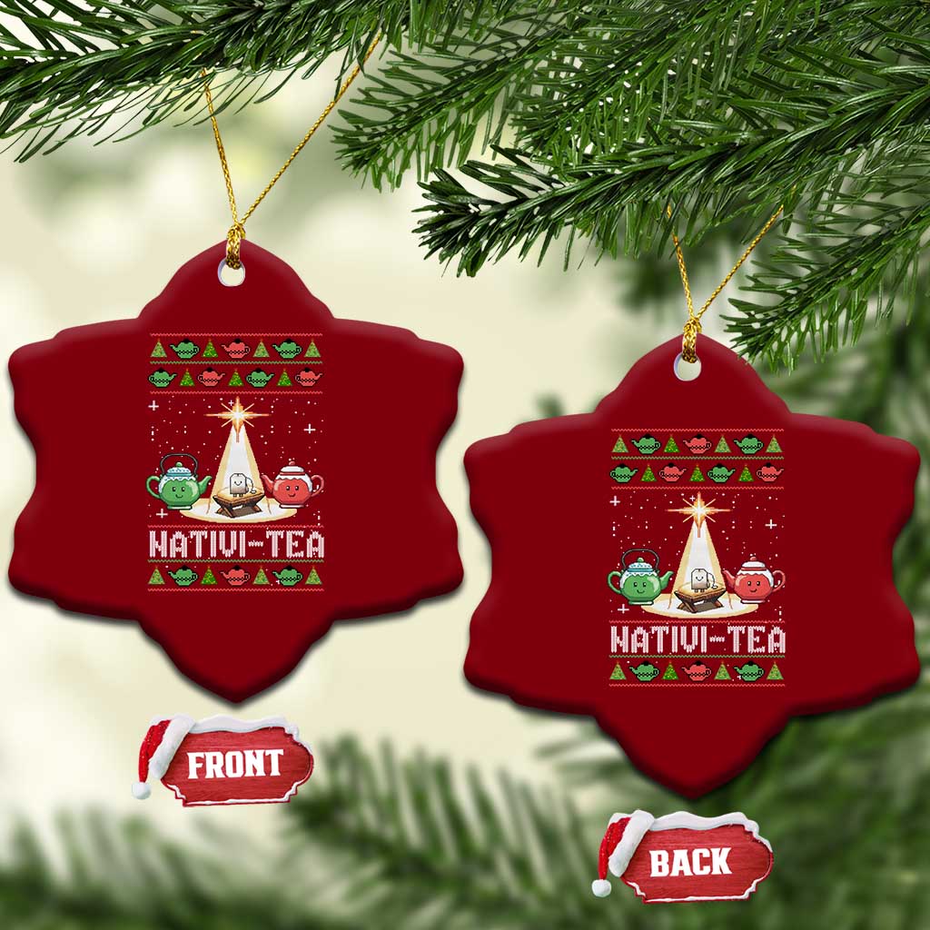 Funny Christmas Tea Lover Ceramic Ornament Nativi Tea Nativity Scene Christian Xmas TS11 Print Your Wear