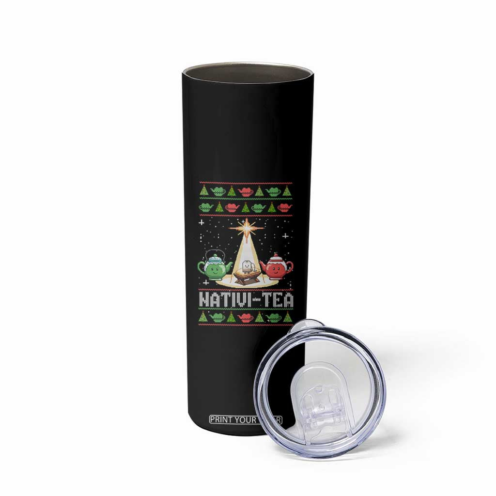 Funny Christmas Tea Lover Skinny Tumbler Nativi Tea Nativity Scene Christian Xmas TS11 Print Your Wear