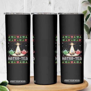 Funny Christmas Tea Lover Skinny Tumbler Nativi Tea Nativity Scene Christian Xmas TS11 Print Your Wear