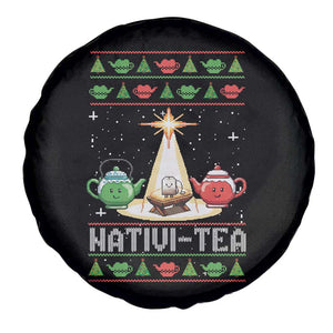 Funny Christmas Tea Lover Spare Tire Cover Nativi Tea Nativity Scene Christian Xmas TS11 Print Your Wear