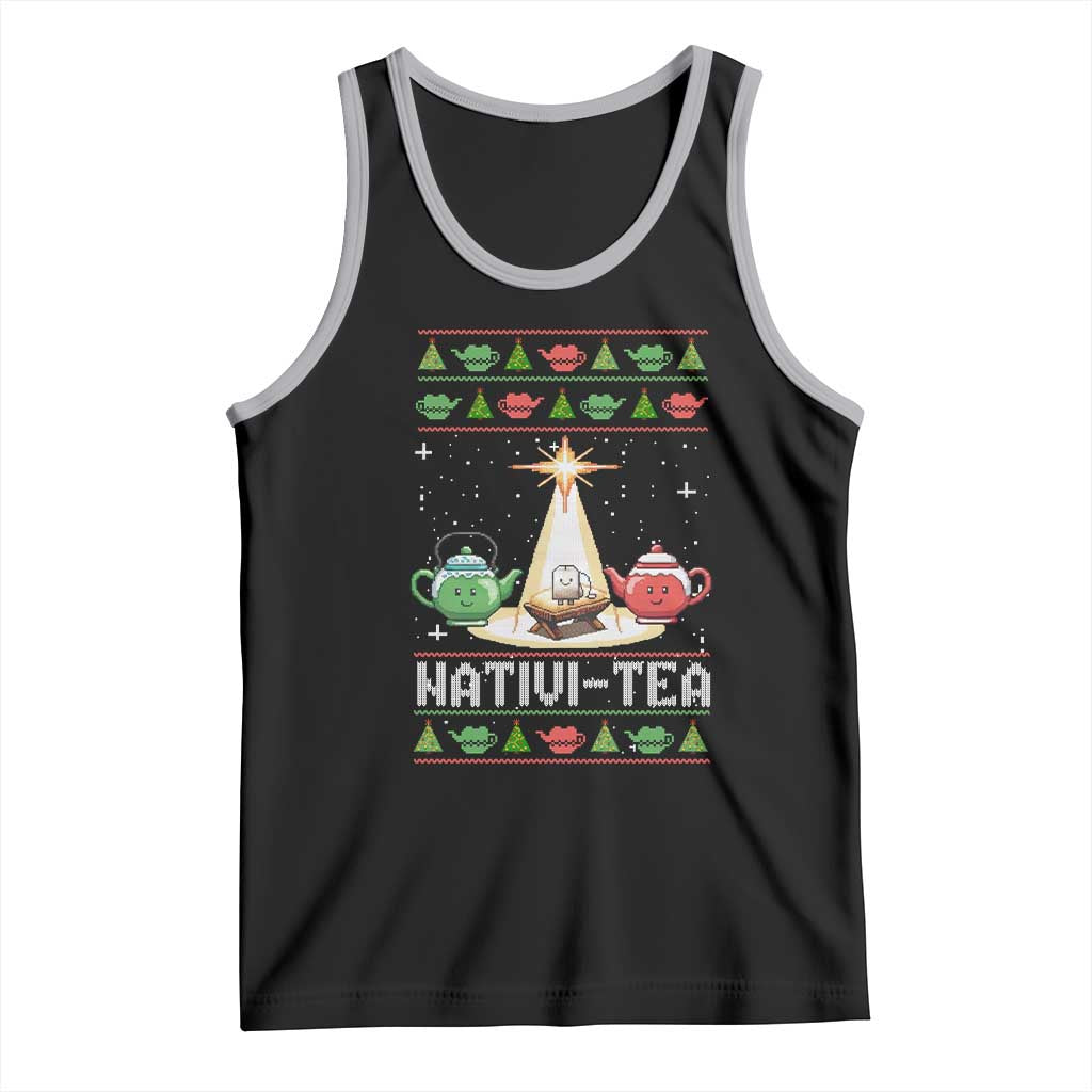 Funny Christmas Tea Lover Tank Top Nativi Tea Nativity Scene Christian Xmas TS11 Black Athletic Heather Print Your Wear
