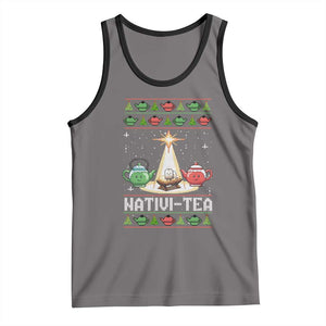 Funny Christmas Tea Lover Tank Top Nativi Tea Nativity Scene Christian Xmas TS11 Deep Heather Black Print Your Wear